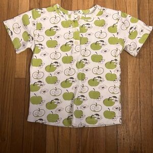 Kate Quinn 5Y Organic Cotton Green and White Apple Print Short Sleeve Tee